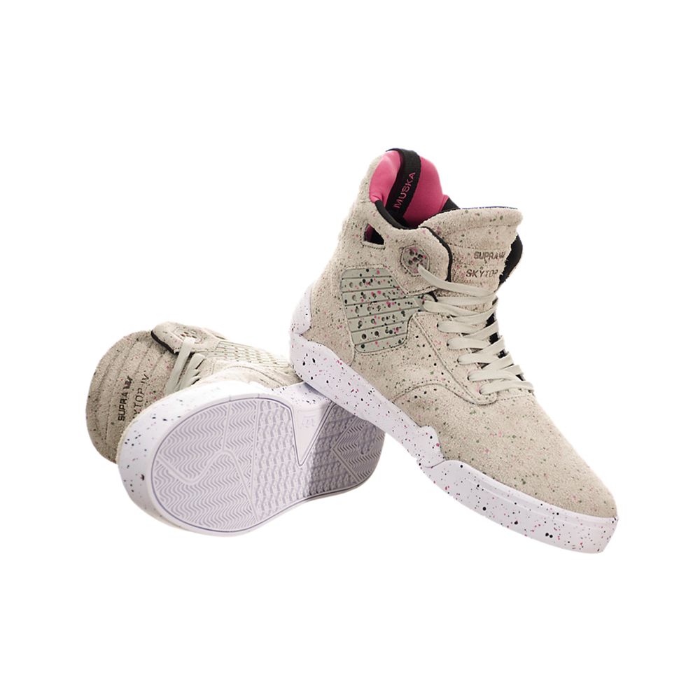 Baskets Montantes Supra SkyTop IV Kaki Grey/Speckle-White Homme | ZDJ-34021607